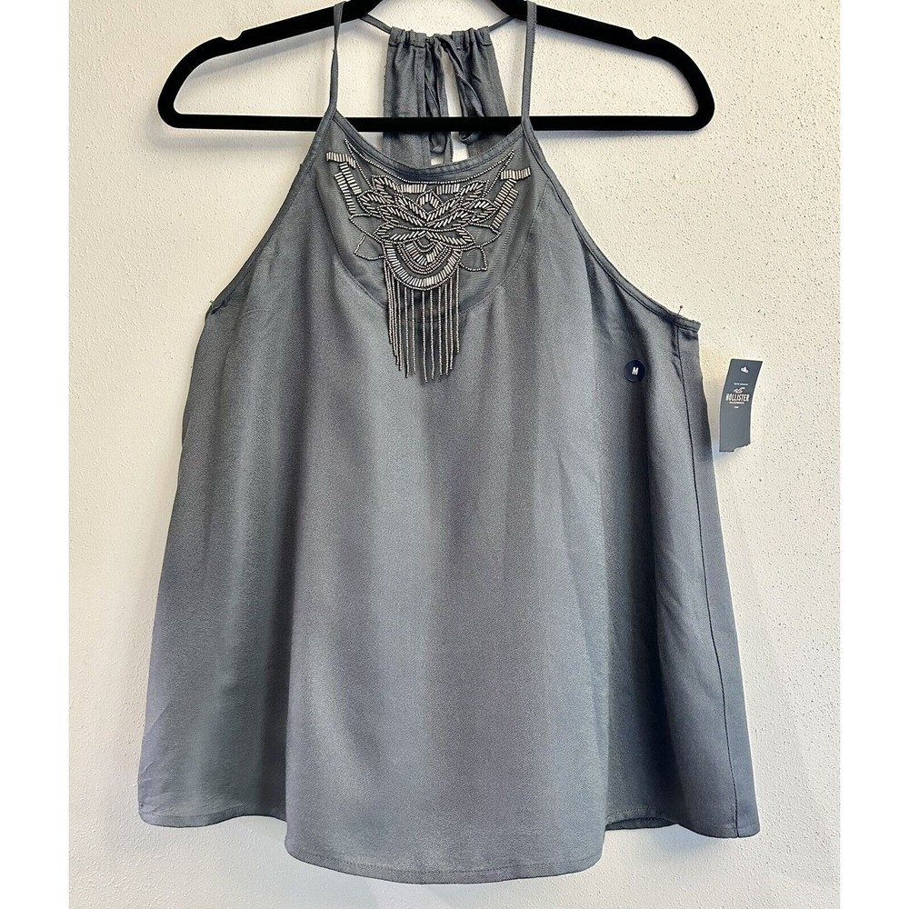 Womens‎ Hollister Summer Strappy Top Gray NWT Medium